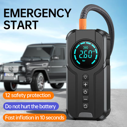 Car Jump Starter Air Pump Power Bank Lighting Portable Air Compressor 4 in 1